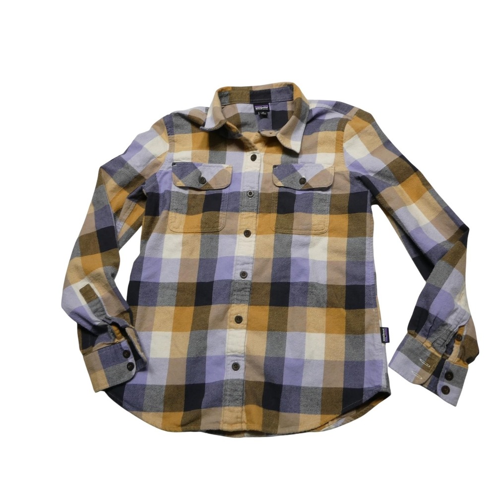 Patagonia Shirt Kids XS Multicolor Plaid Flannel Long Sleeve‎ Cotton Button Up
